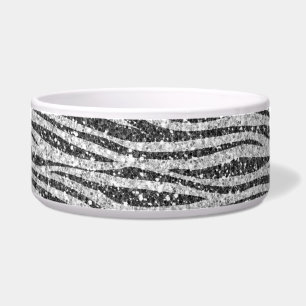 Silver Black Glitzy Zebra Print Glitzer     Napf