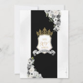 Silver Black Gold Floral Royal Princess Birthday Einladung (Rückseite)