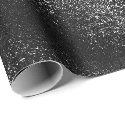 Silver Black Graphite Shiny Glass Ice Vip Geschenkpapier (Rolleneckpunkt)
