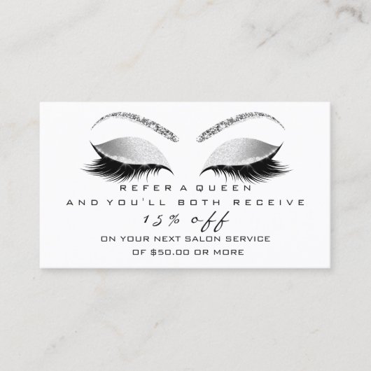 Silver Black Gray Lashes Empfehlungskarte (Vorderseite)