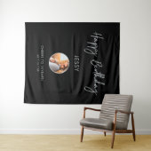 Silver & Black Happy Geburtstag Foto Party Hinterg Wandteppich (Beispiel (Horizontal))