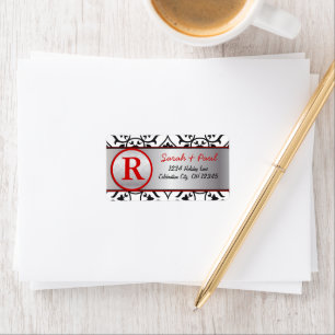 Silver Black Heart Damask Red Label für UAWG Adressaufkleber