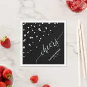 Silver Black Hexagon Confetti Cheers Custom Party Serviette (Beispiel)