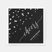 Silver Black Hexagon Confetti Cheers Custom Party Serviette (Vorderseite)