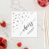 Silver Black Hexagon Confetti Cheers Custom Party Serviette (Beispiel)