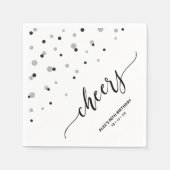Silver Black Hexagon Confetti Cheers Custom Party Serviette (Vorderseite)