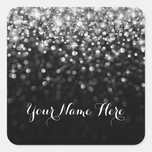 Silver Black Hollywood Glitz Glam Place Sticker (Vorderseite)