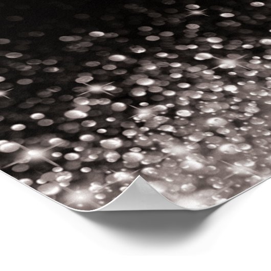 Silver Black Hollywood Glitz Glam Wedding Poster (Ecke)