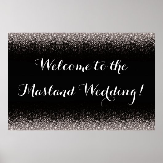 Silver Black Hollywood Glitz Glam Wedding Poster (Vorne)