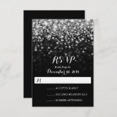 Silver Black Hollywood Glitz Glam Wedding RSVP (Vorne/Hinten)