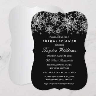 Silver Black Jewel Silver Snowflake Brautparty Einladung