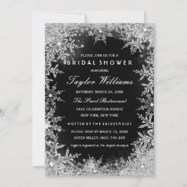 Silver Black Jewel Snowflake Brautparty Einladung