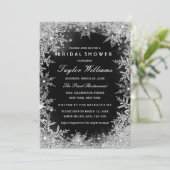 Silver Black Jewel Snowflake Brautparty Einladung (Stehend Vorderseite)