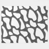 Silver Black Kuw Print Fleecedecke (Vorderseite (Horizontal))