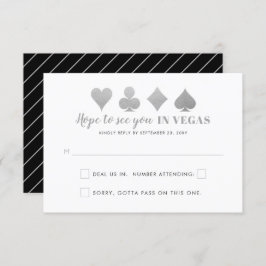 Silver Black Las Vegas Wedding Sign Funny Wording RSVP Karte