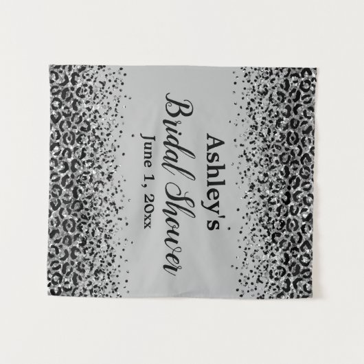 Silver Black Leopard Brautparty Background Prop Wandteppich (Vorderseite (Horizontal))