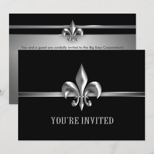 Silver Black Lilie Event Einladung (Vorne/Hinten)