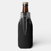 Silver Black Luxe Glitzer Glam Monogram Name Flaschenkühler (Flasche Rückseite)