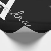 Silver Black Luxe Glitzer Glam Monogram Name Geschenkpapier (Ecke)
