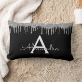 Silver Black Luxe Glitzer Glam Monogram Name Lendenkissen (Decke)