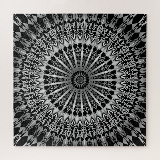 Silver Black Mandala Puzzle (Horizontal)