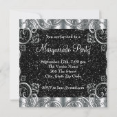 Silver Black Mask Masquerade Party Einladung (Rückseite)