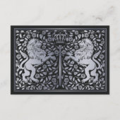 Silver Black Medieval Lion Wedding RSVP Begleitkarte (Rückseite)