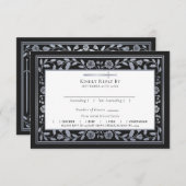 Silver Black Medieval Sword Wedding RSVP QR Code Begleitkarte (Vorne/Hinten)