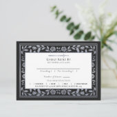 Silver Black Medieval Sword Wedding RSVP QR Code Begleitkarte (Stehend Vorderseite)