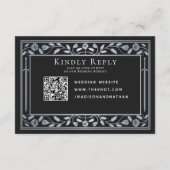 Silver Black Medieval Sword Wedding RSVP QR Code Begleitkarte (Rückseite)