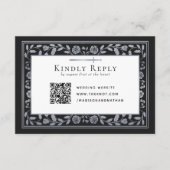 Silver Black Medieval Sword Wedding RSVP QR Code Begleitkarte (Vorderseite)