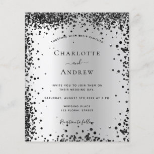 Silver Black Metal Budget Einladung zur Hochzeit Flyer