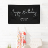 Silver & Black Minimal Custom Happy Geburtstag Banner (Insitu)