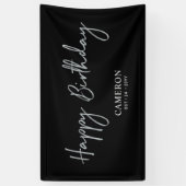 Silver & Black Minimal Custom Happy Geburtstag Banner (Vertikal)
