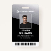 Silver Black Minimalistisch Modern | Strichcode-ID Ausweis (Vorderseite)