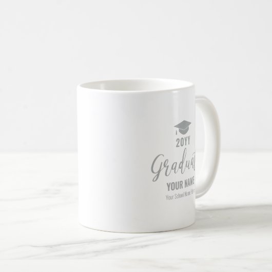 Silver & Black Modern Custom Abschluss Geschenke Kaffeetasse (VorderseiteRechts)