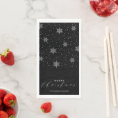 Silver & Black Modern Frohe Weihnachten Party Serviette (Beispiel)