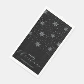 Silver & Black Modern Frohe Weihnachten Party Serviette (Ecke)