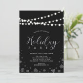 Silver & Black | Moderne Corporate Holiday Party Einladung (Stehend Vorderseite)