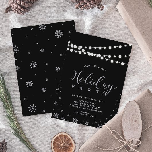 Silver & Black | Moderne Corporate Holiday Party Einladung