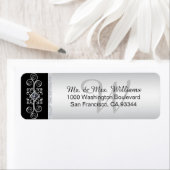 Silver Black Monogram Envelope Rücksendeadresse (Insitu)
