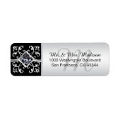 Silver Black Monogram Envelope Rücksendeadresse (Vorne)
