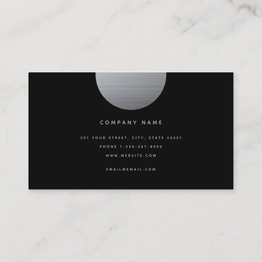 Silver & Black Monogram Modern Minimalistisch Visitenkarte (Rückseite)