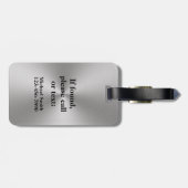 Silver Black Monogram Name Phone Number Gepäckanhänger (Rückseite horizontal)