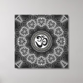 Silver Black Om Sign Liebe Mandala NewAge Leinwand (Vorderseite)