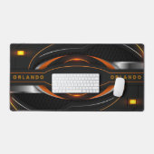 Silver, black, orange geometric gaming monogram schreibtischunterlage (Tastatur & Maus)
