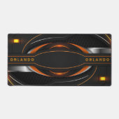 Silver, black, orange geometric gaming monogram schreibtischunterlage (Vorderseite)