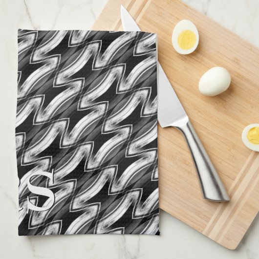 Silver Black Pattern: Monogram Kitchen Decke Küchentuch (Viertel Falte)