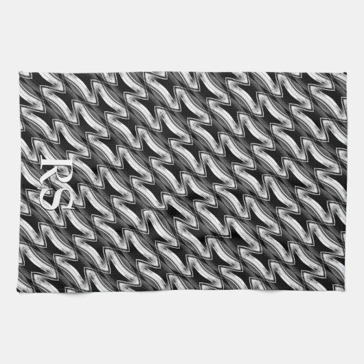 Silver Black Pattern: Monogram Kitchen Decke Küchentuch (Horizontal)