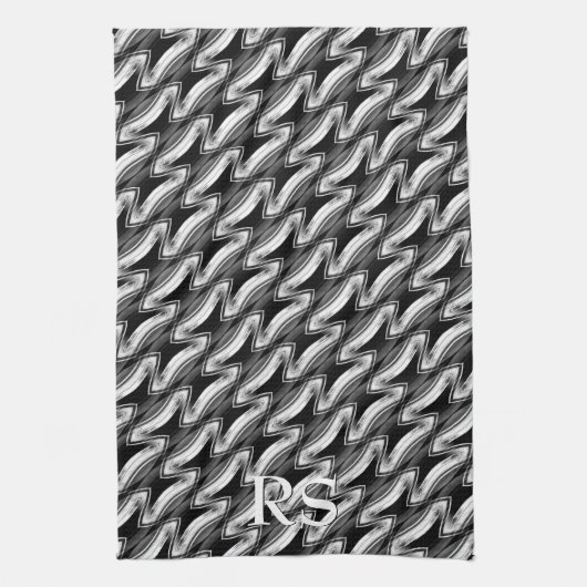 Silver Black Pattern: Monogram Kitchen Decke Küchentuch (Vertikal)